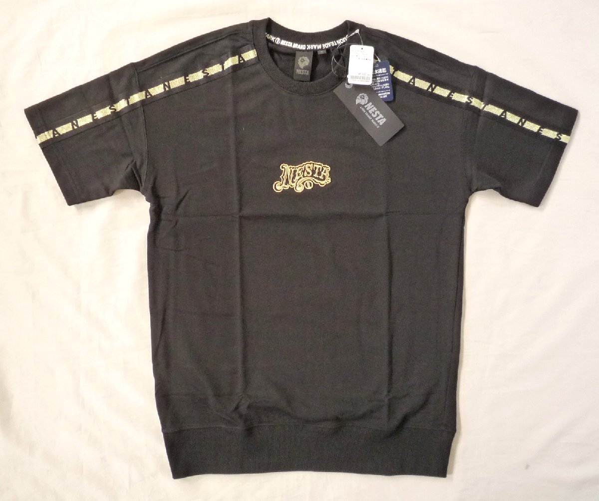 NESTA ネスタ NESTABRNAD 半袖トレーナー ロゴテープ 3D刺繍 吸水速乾 XXLサイズ ブラック 黒拍卖