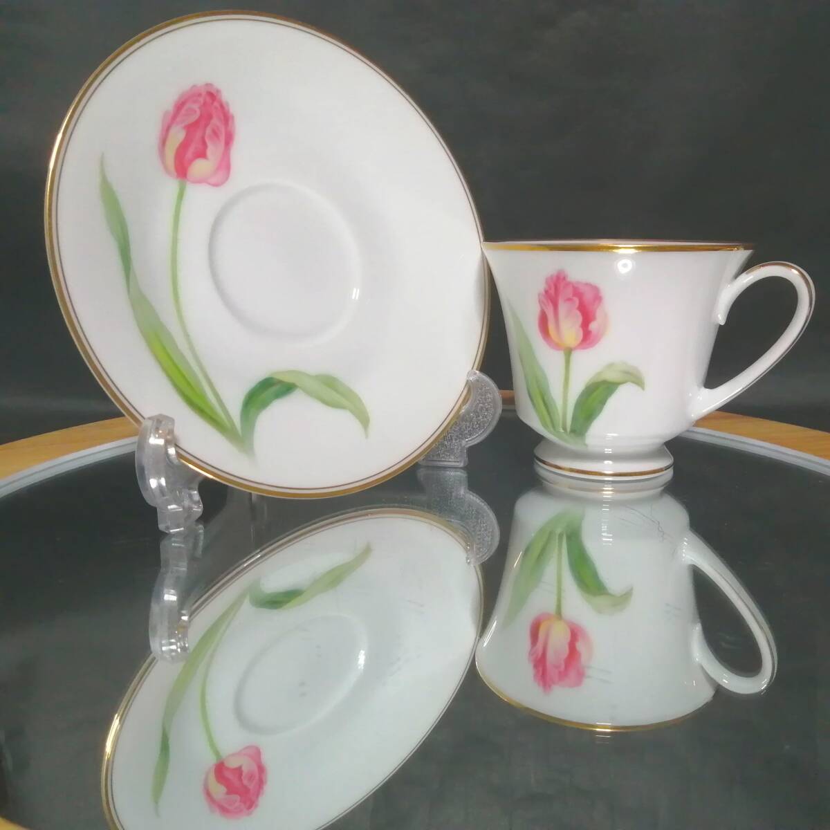 未使用◇自宅保管 ノリタケ チューリップ カップ&ソーサー 恐らくハンドペイント品 1954~1966年頃品 日本陶器会社 NIPPON TOKI KAISYA拍卖