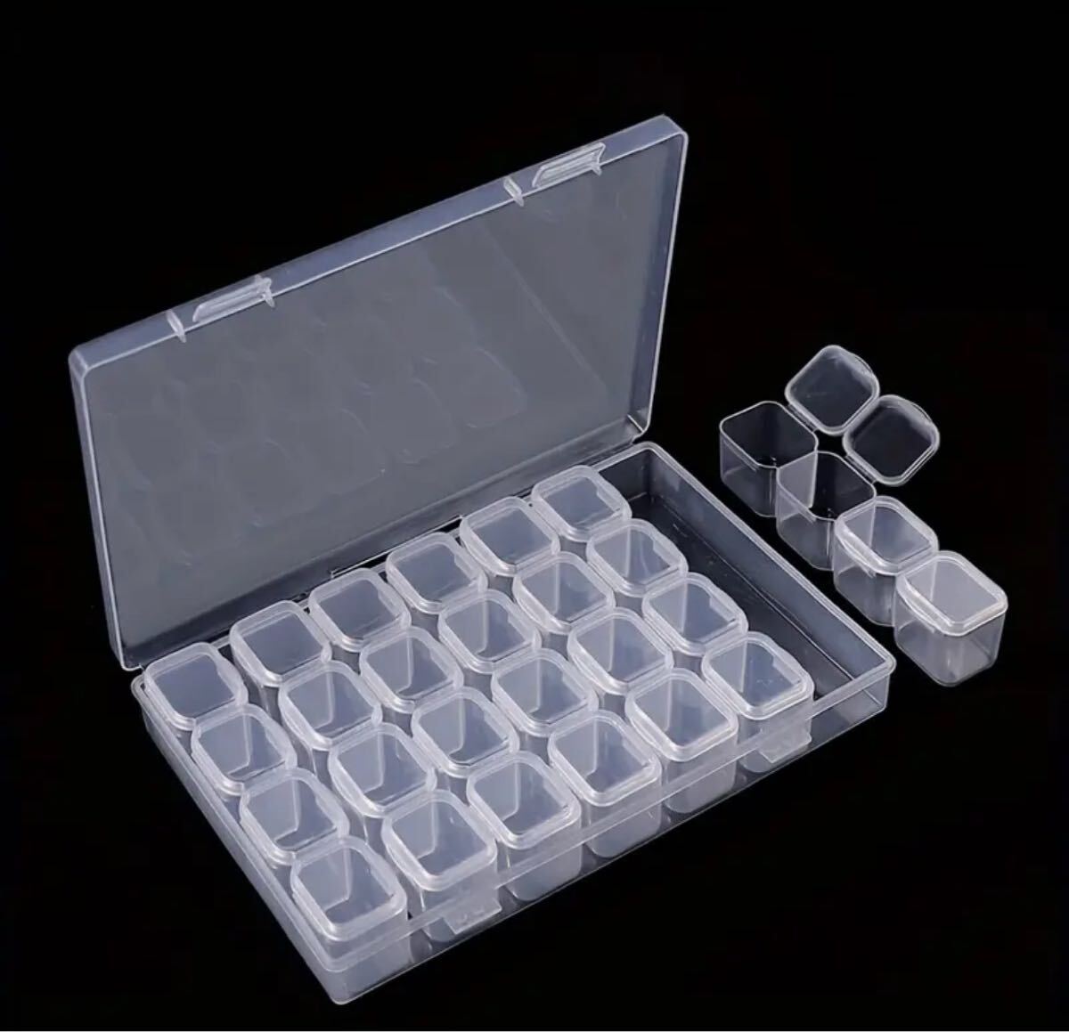 28升小物ケース 透明 収納ボックス 取り外し可能 ポータブル ネイルアクセサリー 収納ボックス アクリル ボックス拍卖