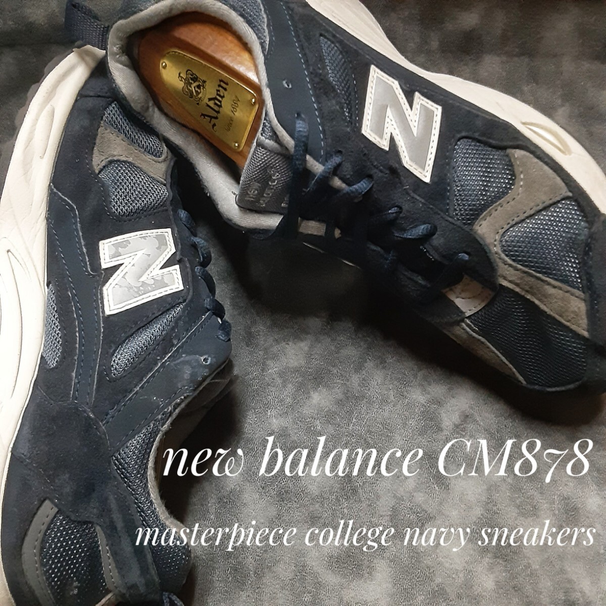 最値!生産終了!旧ヘビーヌバックレザー!クラシックモデル!名作カレッジネイビー!ニューバランス CM878高級厚底 スニーカー!紺灰色白 27cm拍卖