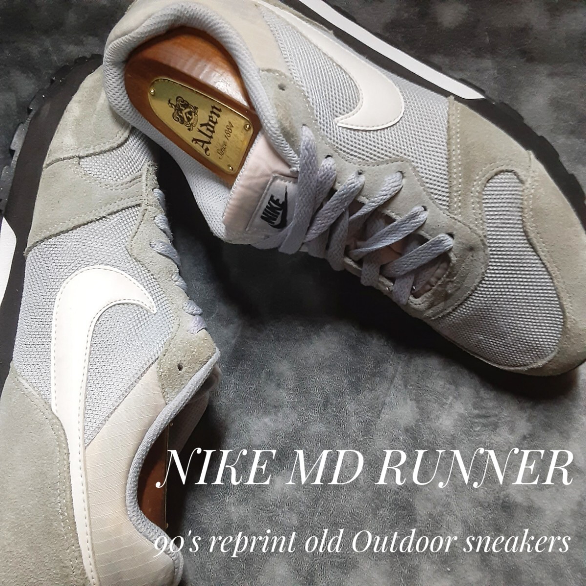 最値!希少15年製!90's復刻!オールドアウトドア!名作タイムレスカラー!ナイキ MD ランナー高級スニーカー!グレー×ホワイト!灰色白 25.5cm拍卖