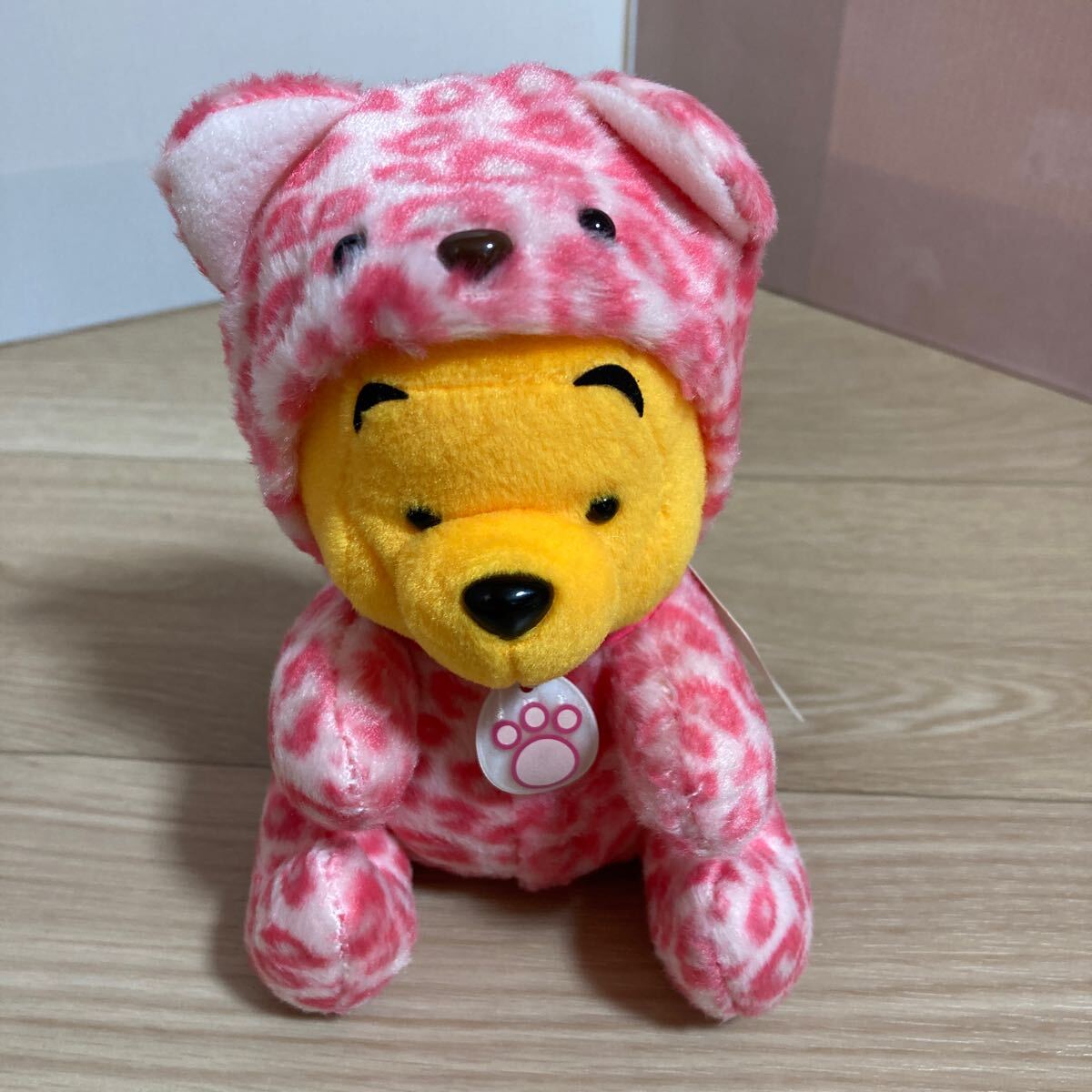 n 5296 くまのプーさん 着ぐるみ 豹柄 ぬいぐるみ 全長約15㎝ レトロ拍卖
