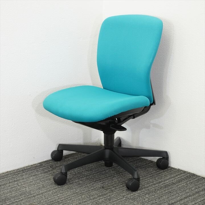 オカムラ スラート 肘無し ブルーグリーン ブラックシェル 中古拍卖