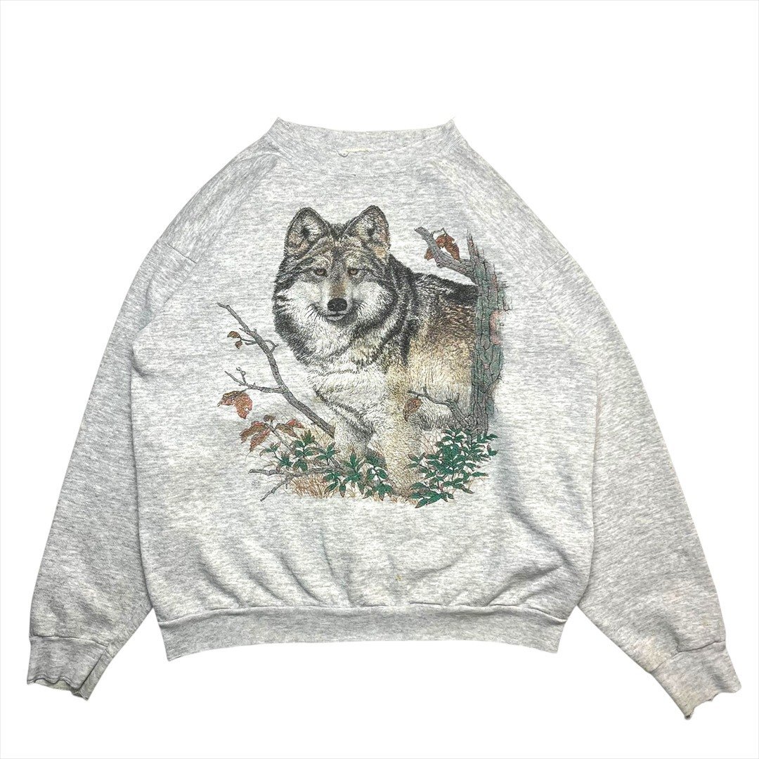 90s Vintage COTTON GROVE コットングローブ ウルフ スウェット トレーナー グレー 古着 メンズ L USA製 ヴィンテージ ビンテージ拍卖