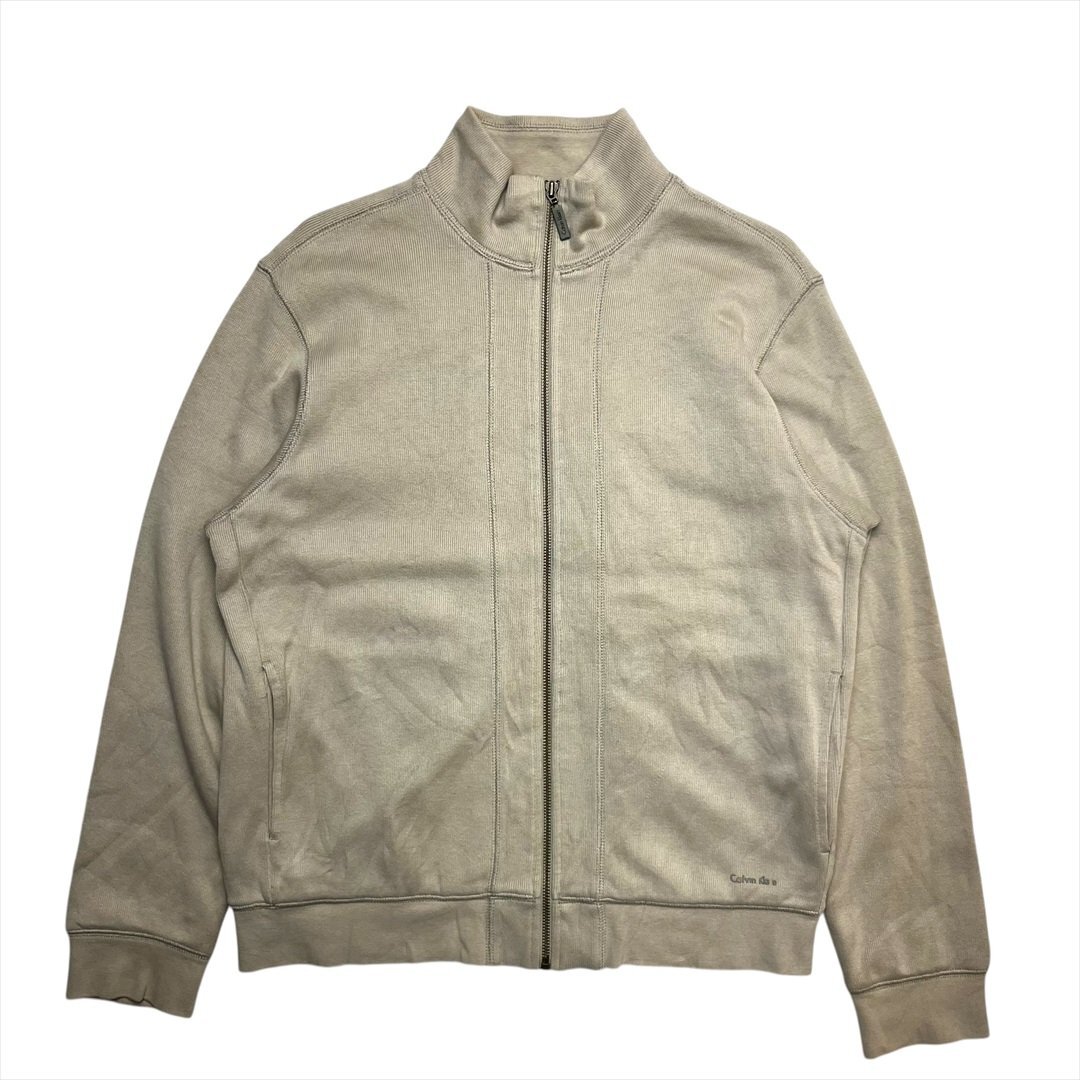 Vintage カルバンクライン フルジップ スウェット ジャケット ベージュ Calvin Klein 古着 メンズ S ジップアップ ブルゾン ヴィンテージ拍卖