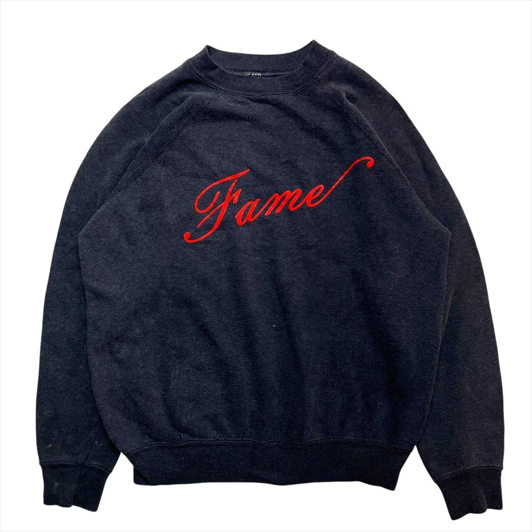 Vintage Fame ロゴ クルーネック スウェット シャツ トレーナー ブラック 古着 メンズ FREE ラグラン スエット ヴィンテージ ビンテージ拍卖