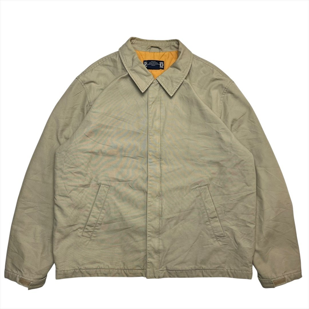 90s Vintage Lands' End ランズエンド ドリズラー ジャケット ベージュ 古着 メンズ L スイングトップ 裏地キルティング ヴィンテージ拍卖