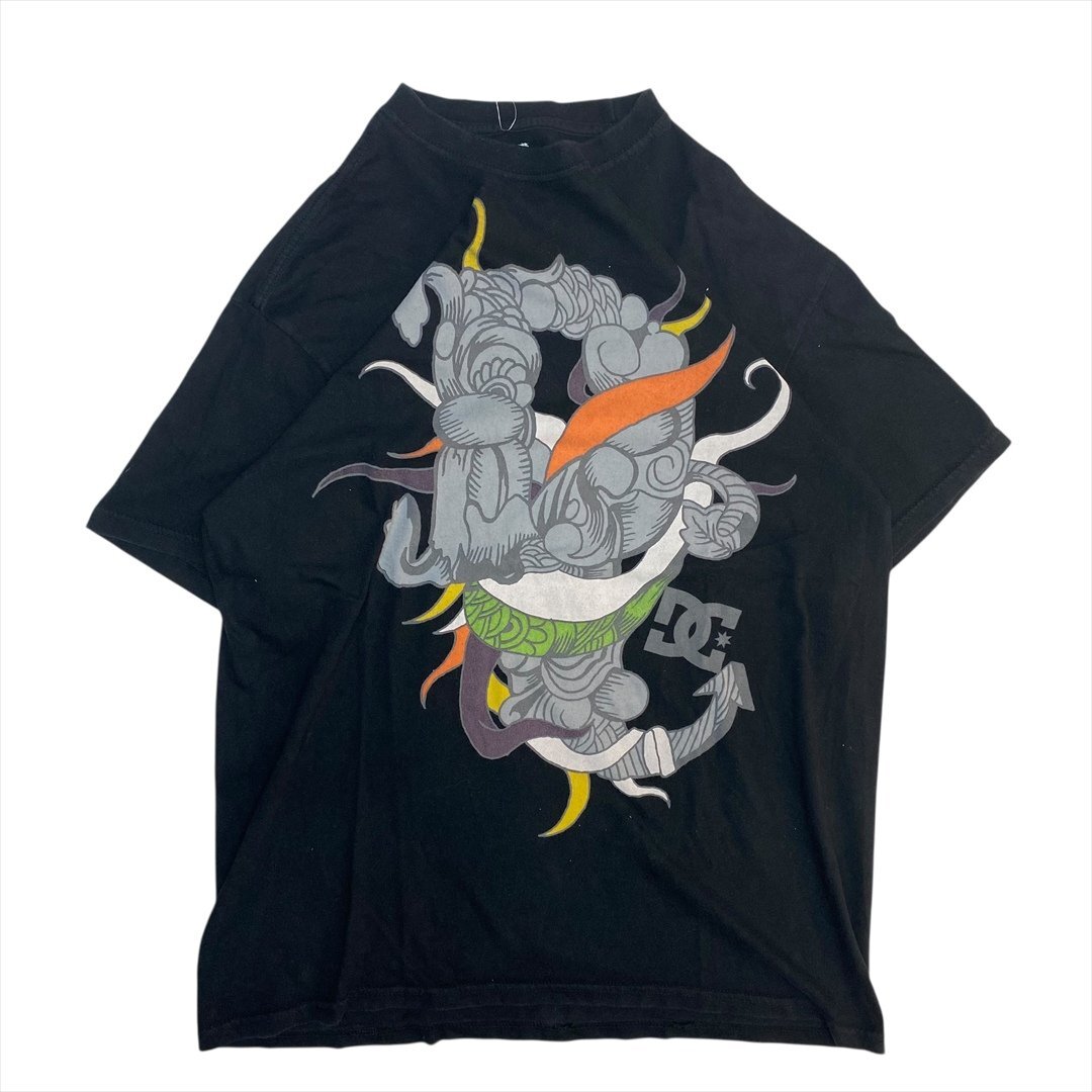 Vintage DC SHOES ディーシー 和柄 プリント Tシャツ 半袖 ブラック 古着 メンズ L スケボー 横のり系 ブランド ヴィンテージ ビンテージ拍卖