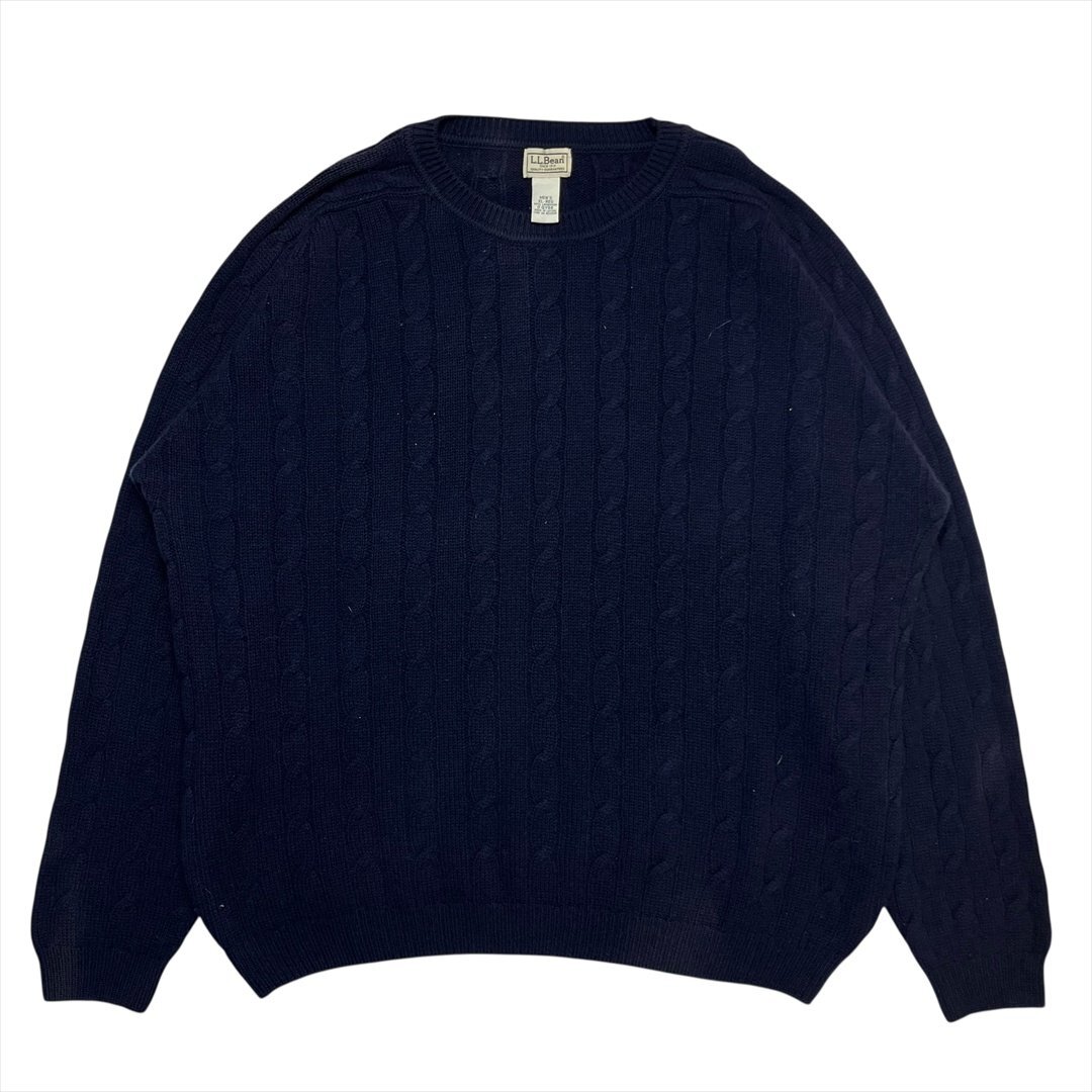 90s-00s Vintage エルエルビーン ラムズウール ニット セーター ネイビー L L Bean 古着 メンズ XL 無地 アメカジ ヴィンテージ ビンテージ拍卖
