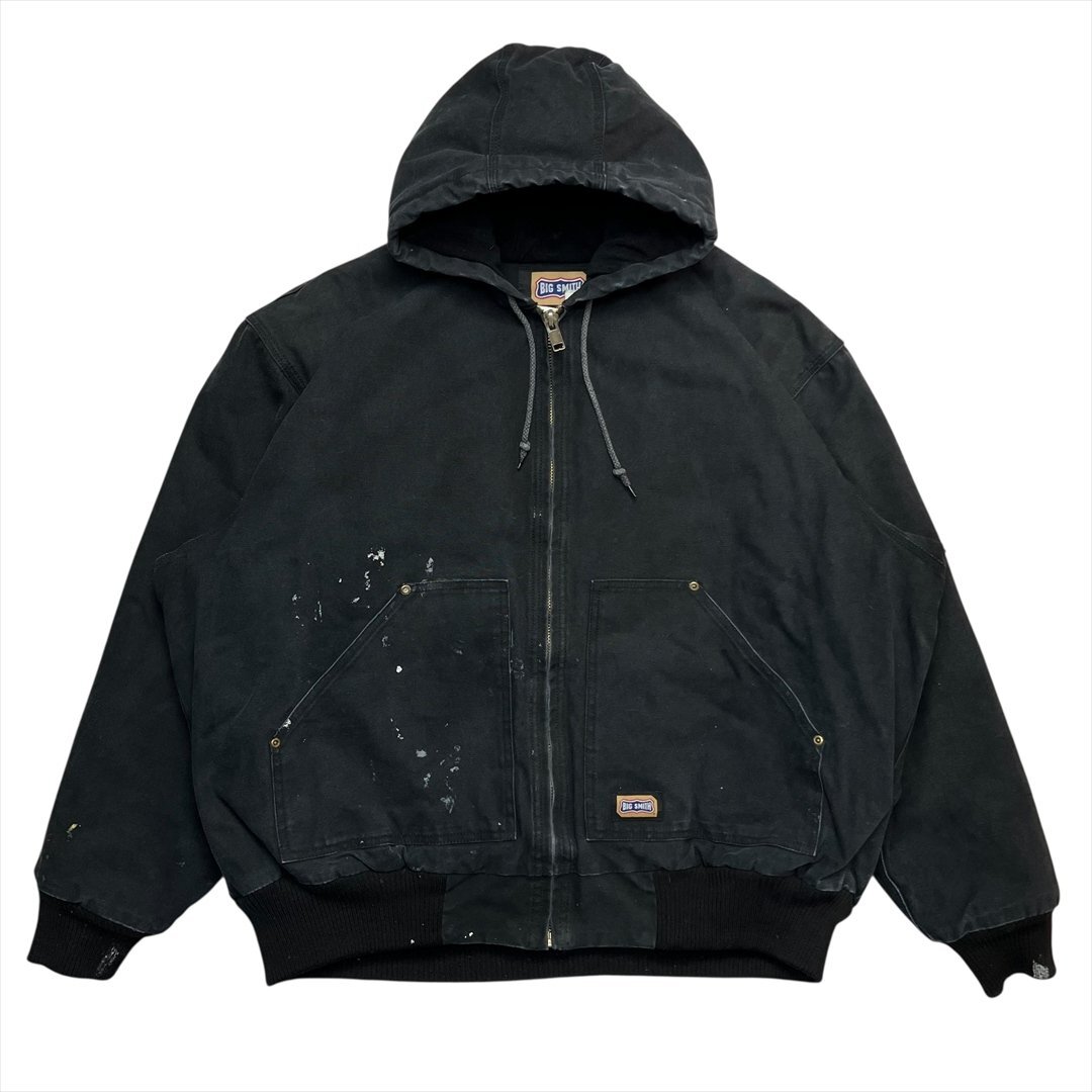 Vintage Big Smith ビッグスミス アクティブ ワーク パーカー ブラック 古着 メンズ XXL ダック地 フルジップ ジャケット ヴィンテージ拍卖