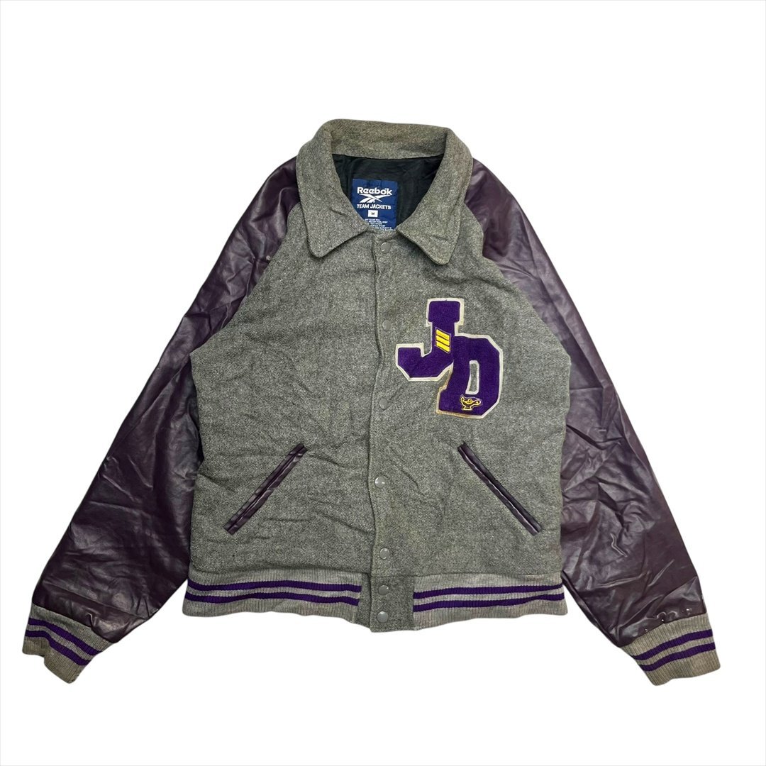 00s Vintage リーボック メルトン ウール ヴァーシティ ジャケット グレー REEBOK 古着 メンズ M スタジャン アワード ヴィンテージ拍卖