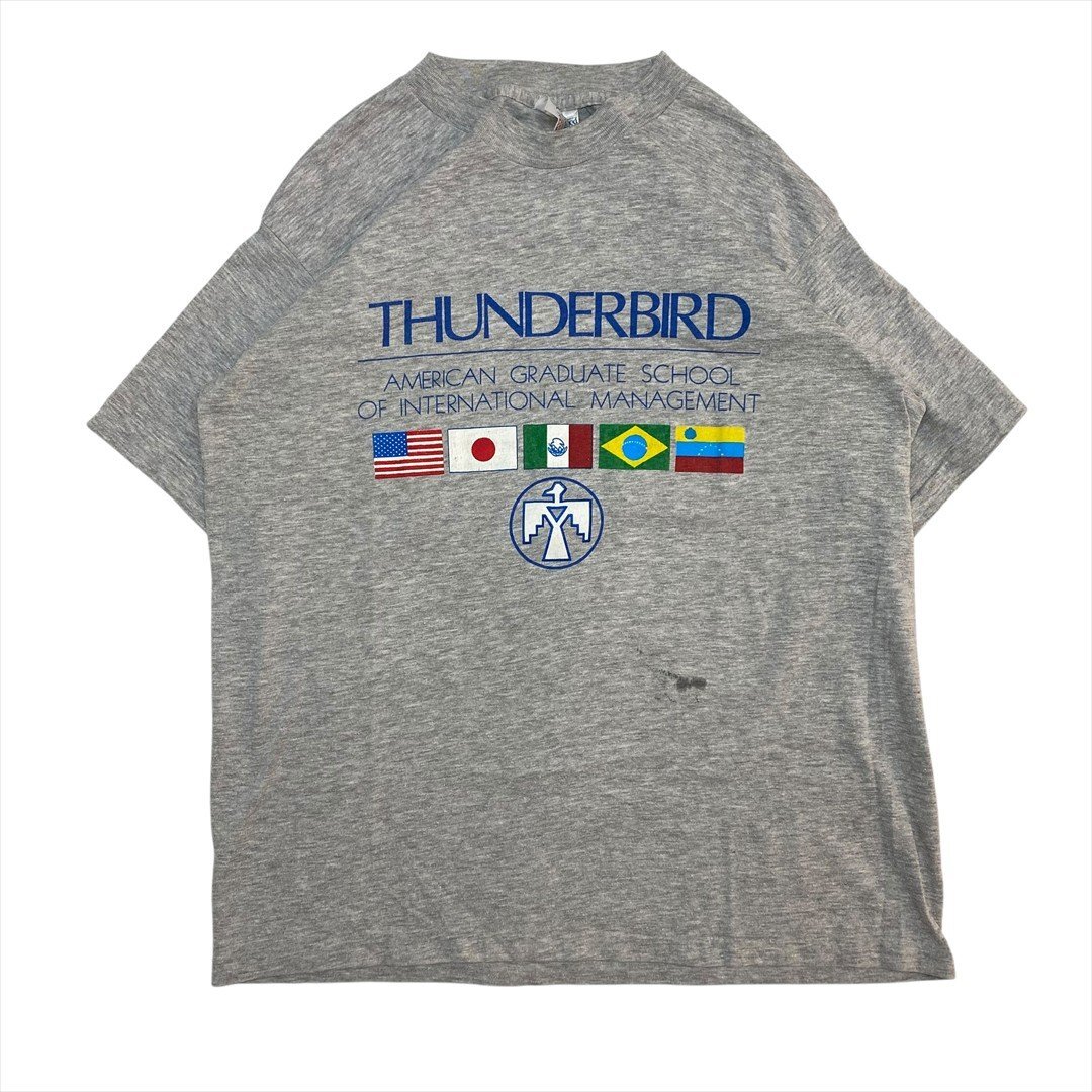 HAZELWOOD Thunderbird サンダーバード American Graduate School Tシャツ 半袖 グレー 古着 メンズ XL USA製 Vintage ロゴ ヴィンテージ拍卖
