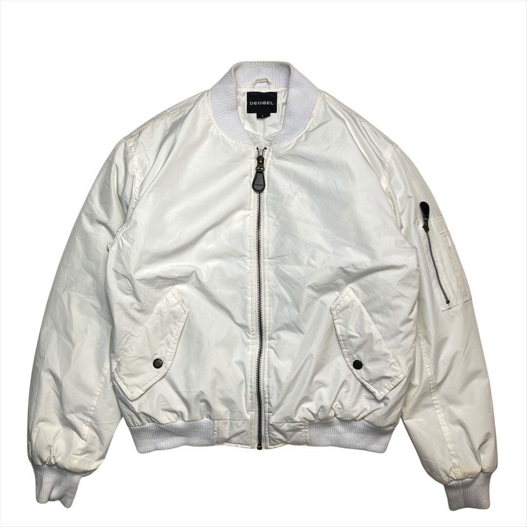 Vintage DECIBEL ミリタリー MA-1 フライト ジャケット ホワイト Military 古着 メンズ L MA1 裏地 キルティング ヴィンテージ ビンテージ拍卖