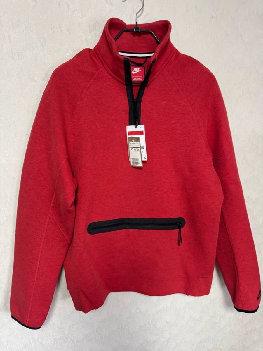 NIKE ナイキ テックフリース ハーフジップスウェット レッド 新品 Lサイズ拍卖