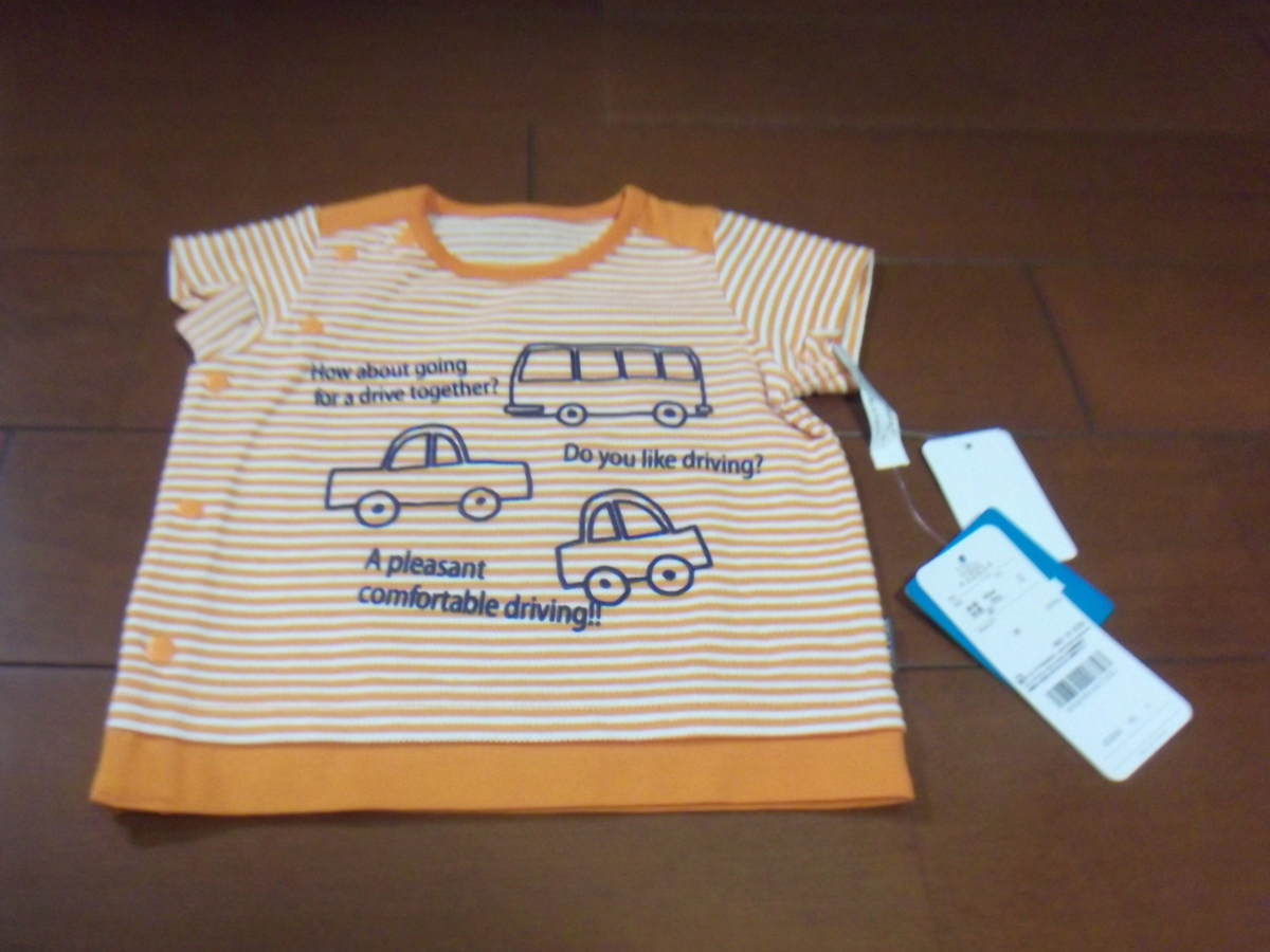 値下げ 新品 フーセンウサギ 男児 Tシャツ サイズ70 車 オレンジ クリックポスト発送可 切手可拍卖