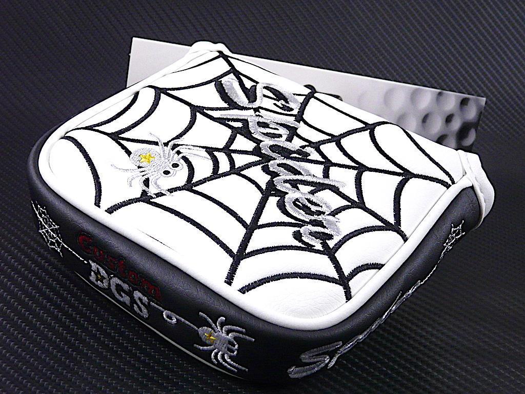★プレミアム スパイダー&スカル★スクエアホワイトヘッドカバー★DGSマグネット拍卖