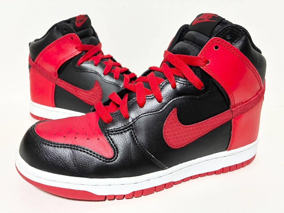 2012 美中古 NIKE DUNK HIGH BLACK RED WHITE BRED ナイキ ダンク ハイ ブラック レッド ホワイト ブレッド 黒赤 25.5cm US7.5 317982-051拍卖