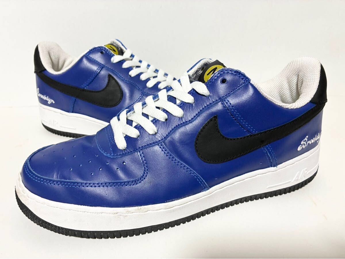 訳あり 2004 NIKE AIR FORCE 1 BROOKLYN ROYAL WHITE BLACK ナイキ エア フォース ブルックリン ロイヤル ブラック 28cm US10 306353-401拍卖