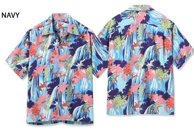 レーヨンアロハシャツ「SWALLOW WILDLY FLUTTERING」◆SUN SURF ネイビー XXLサイズ SS39426 サンサーフ 和柄 燕 日本製 ハワイアン拍卖