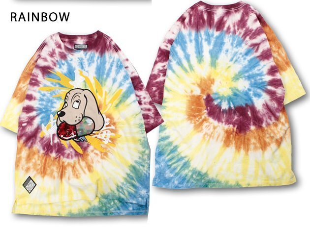犬中毒Tee◆GALFY レインボー XLサイズ(大型犬) 152017 ガルフィー タイダイ染 オーバーサイズ ユニセックス拍卖
