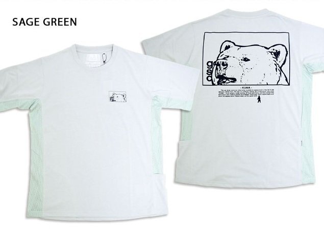 Drimix スクエアクマLOGO アクティビTEE◆go slow caravan セージグリーン Mサイズ 345605 ゴースローキャラバン アウトドア ユニセックス拍卖