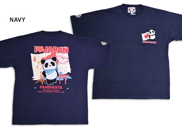 YOKOSO JAPAN 半袖Tシャツ◆PANDIESTA JAPAN ネイビー XLサイズ 585567 パンディエスタジャパン パンダ 和柄 日本 ユニセックス拍卖