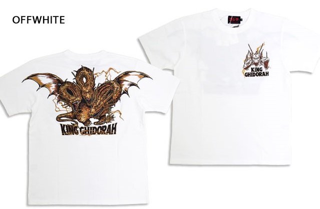 ゴジラ「ゴジラVSキングギドラ」天竺半袖Tシャツ◆サクラスタイルセレクション オフホワイト Lサイズ GZL-2504 GODZILLA 刺繍拍卖