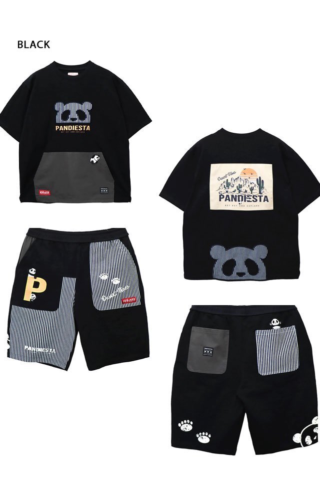 カンガルーポケット付きBIGセットアップ◆PANDIESTA JAPAN ブラック Mサイズ 585958 パンディエスタジャパン パンダ 上下 ゆったりめ拍卖