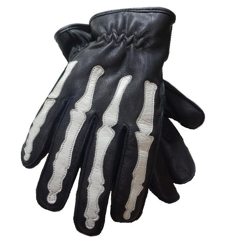 送料無料■ 透湿防水 ボーン レザーウインターグローブ Lサイズ(スマホタッチ装備)MFG-265 新品 骨(スカル)グローブ拍卖