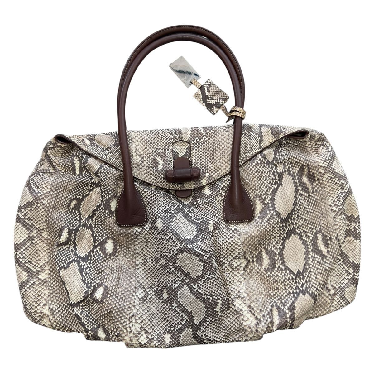 JIL SANDER リアルパイソンレザー ミニボストンバッグ “PITONE FOLD” JIL SANDER Real Python Leather Mini Boston Bag “PITONE FOLD”拍卖