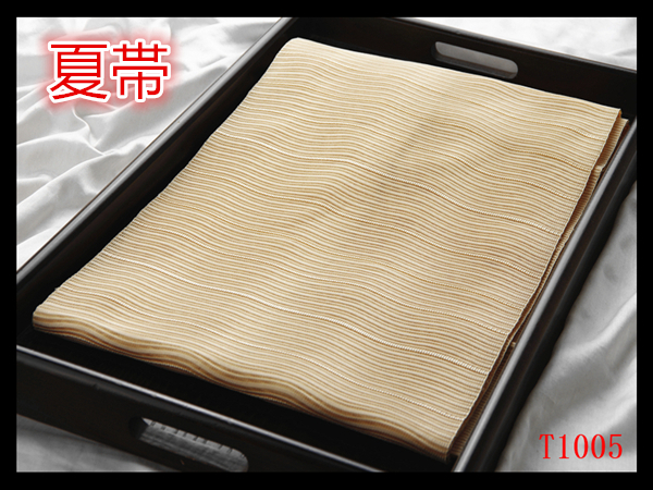 蔵【T1005】西陣逸品 夏帯 絽 よろけ段紋 透かし 砥粉色地 気品豊かに 高級美術名古屋帯 ◇検◇簪着物袋帯和装小物帯締め拍卖