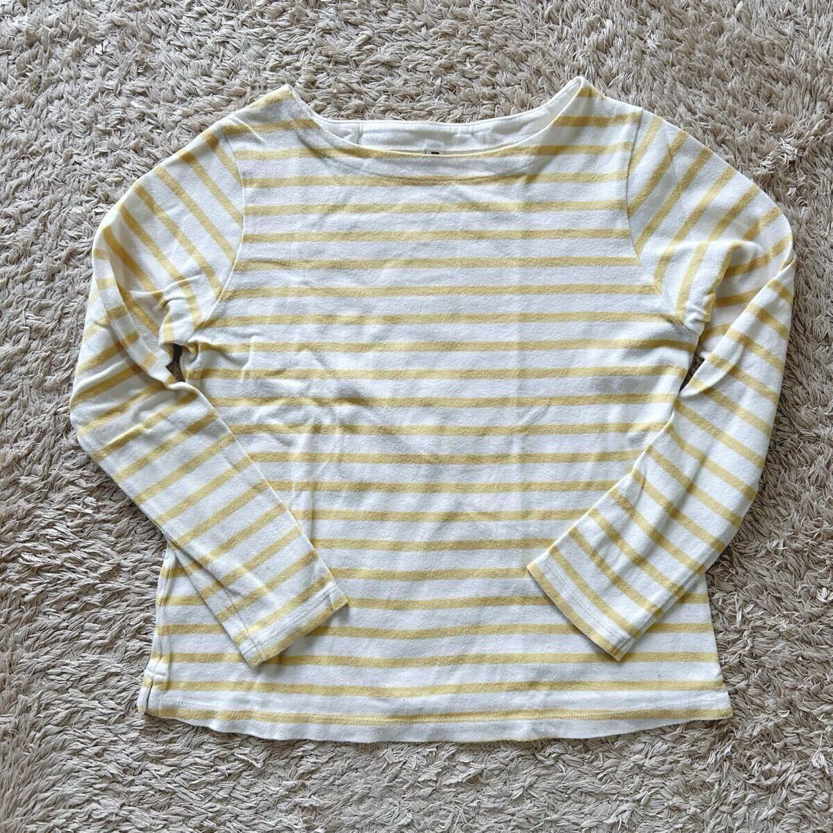 ユニクロキッズ ボートネックTシャツ 長袖 140 ボーダー バスクシャツ UNIQLO KIDS拍卖