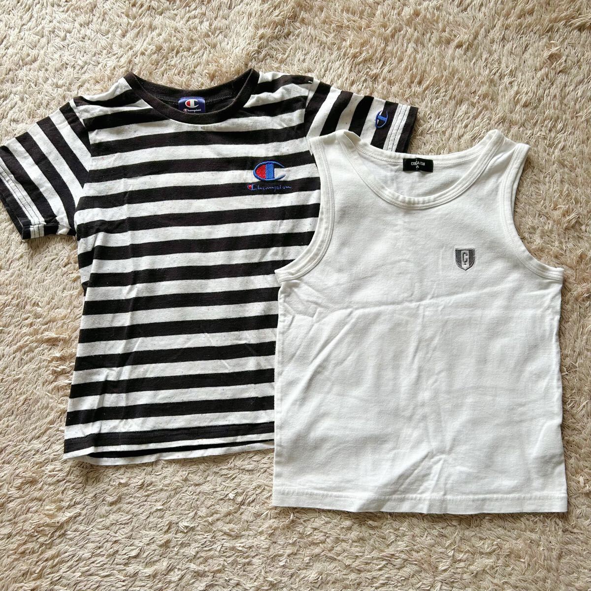 半袖Tシャツ タンクトップ 2枚セット 130 チャンピオン Champion コムサイズム COMME CA ISM ボーダー 白拍卖