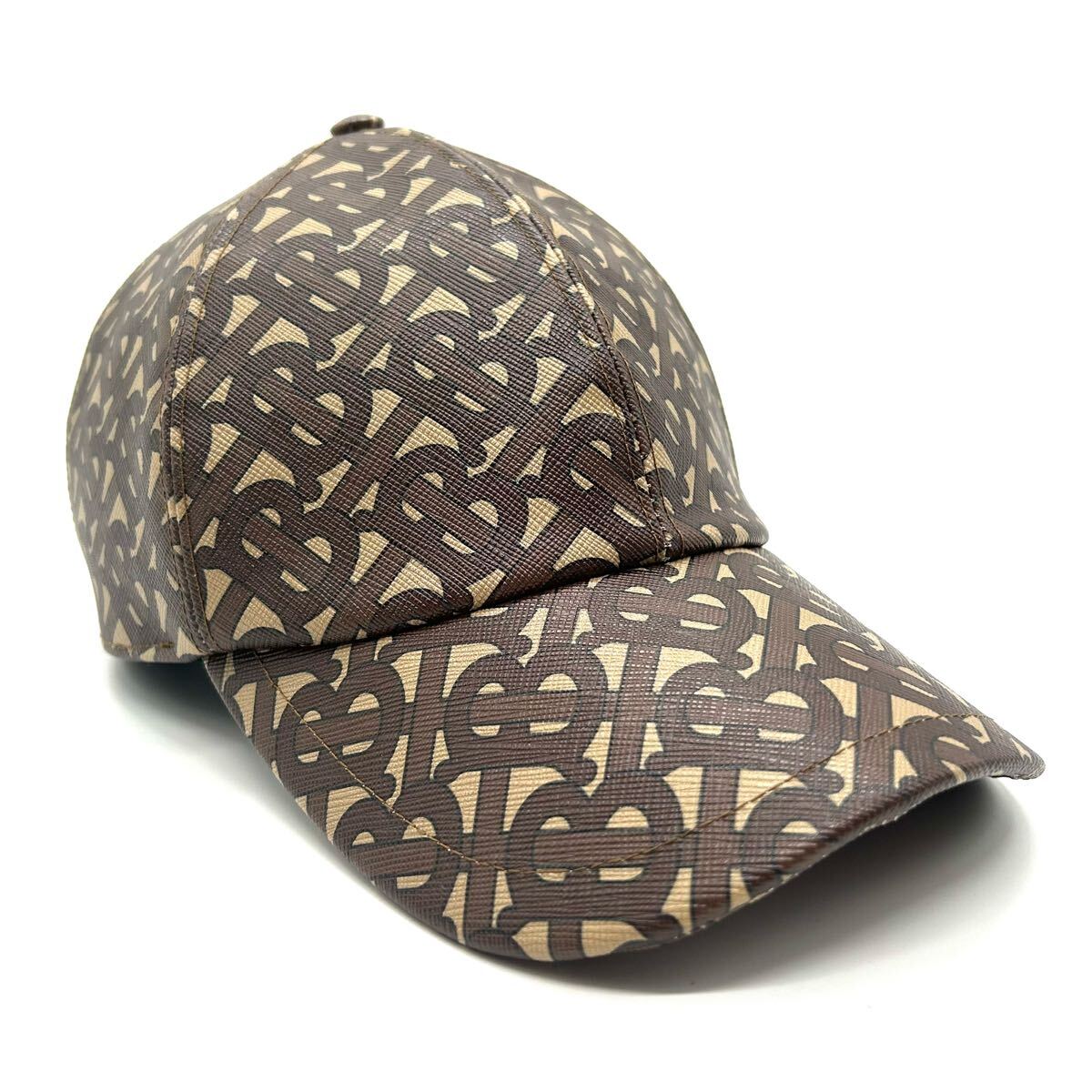 BURBERRY バーバリー キャップ 帽子 TB モノグラム 美品 ブラウン Lサイズ レディース メンズ ベースボールキャップ ブラック L 拍卖