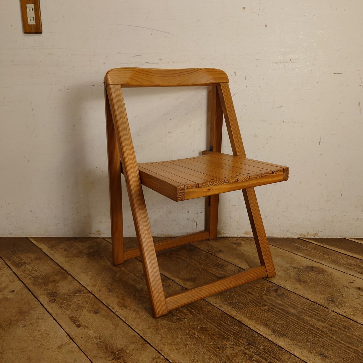 ビンテージ パイン材 フォールディングチェア B/折りたたみ椅子 ナチュラル モダン カフェインテリア 店舗什器 拍卖