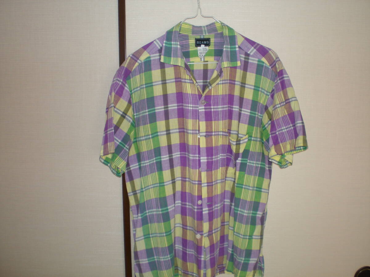 BEAMS 半袖 開襟シャツ チェック柄拍卖