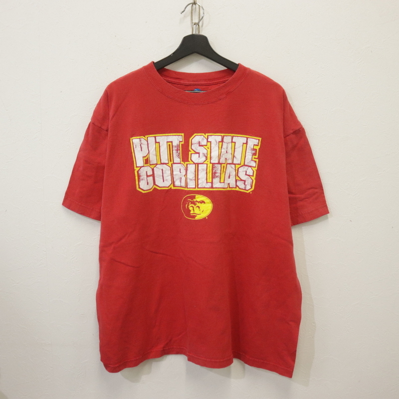 Q428 2000年代製 NCAA 半袖Tシャツ■00s 表記XLサイズ レッド 赤 アメカジ プリント カレッジ 古着 古着卸 オールド 激安 希少 検 90s 80s拍卖
