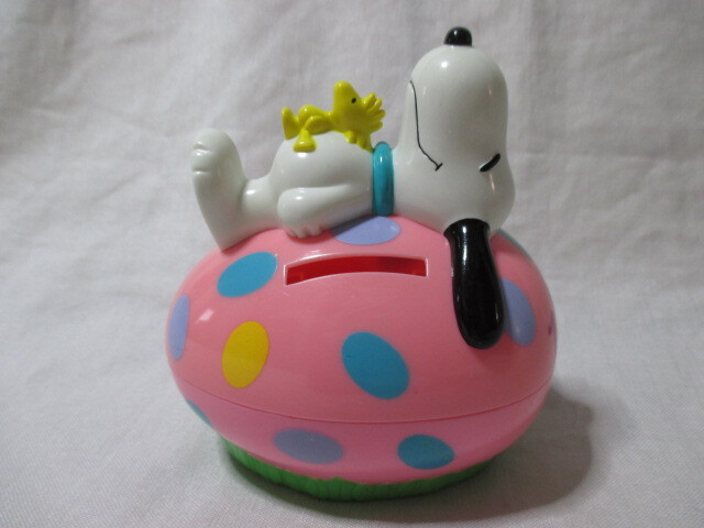 即決★USA Whitman's ホワイトマンズ SNOOPY スヌーピー ウッドストック イースターエッグ コインバンク BANK 貯金箱/ピンクドット拍卖