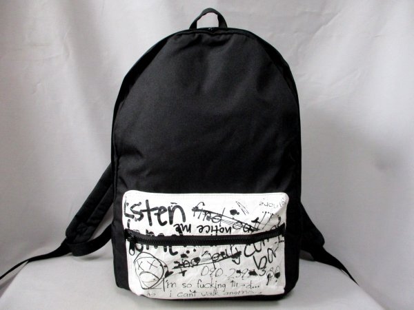 リュックサック アート風イラスト付き◇BK 背当てクッション付 H43cm拍卖