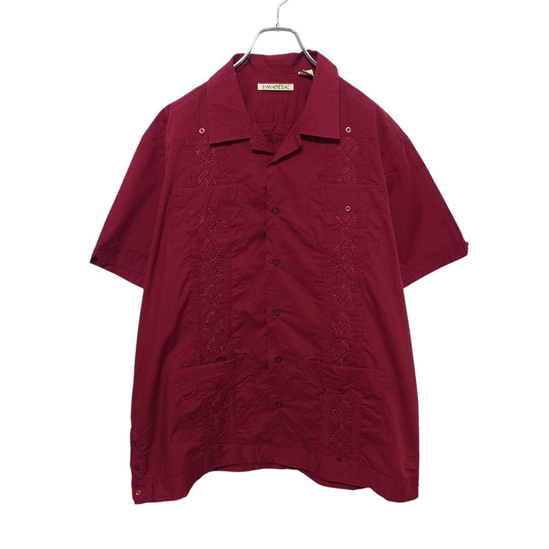 【HAVANERA】 立体デザイン刺? キューバシャツ S-1640拍卖