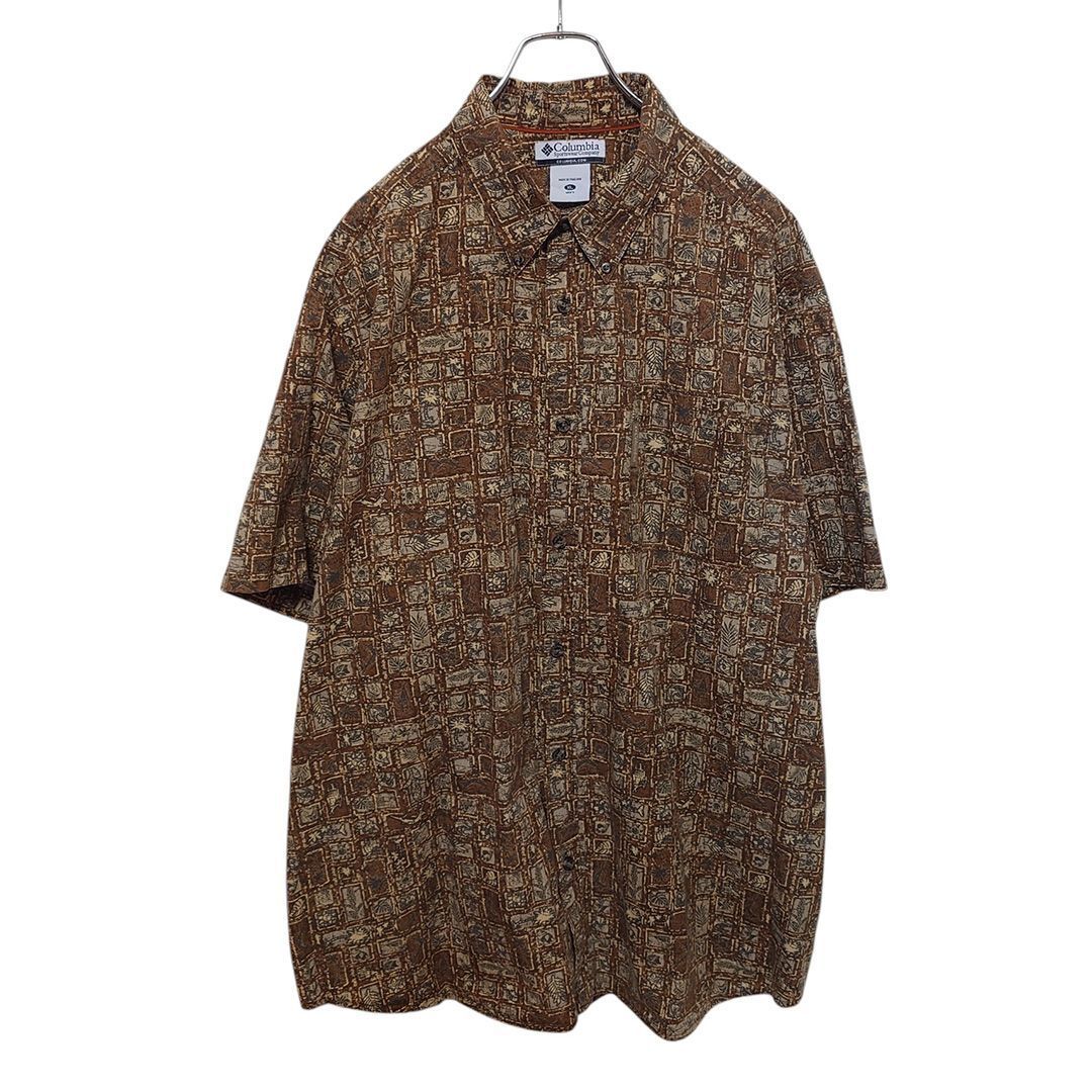 【Columbia】 パームツリー レトロ 総柄シャツ S-1584拍卖