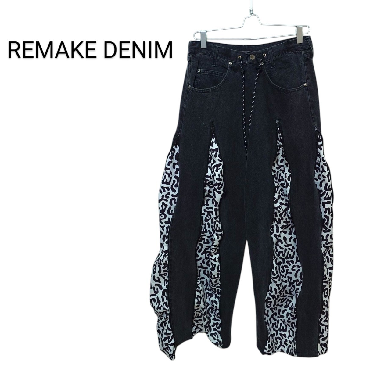 韓国軍 バクテリアカモ リメイク 4ジッパーブラックデニムパンツ A-3553拍卖