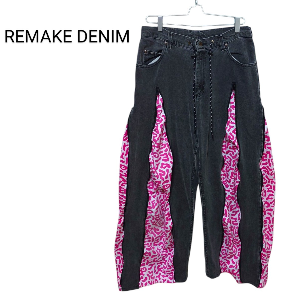 韓国軍 バクテリアカモ リメイク 4ジッパーブラックデニムパンツ A-3555拍卖