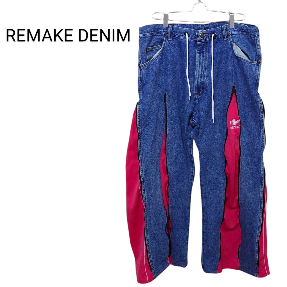 adidas ジャージ リメイク 4ジッパーデニムパンツ A-3558拍卖