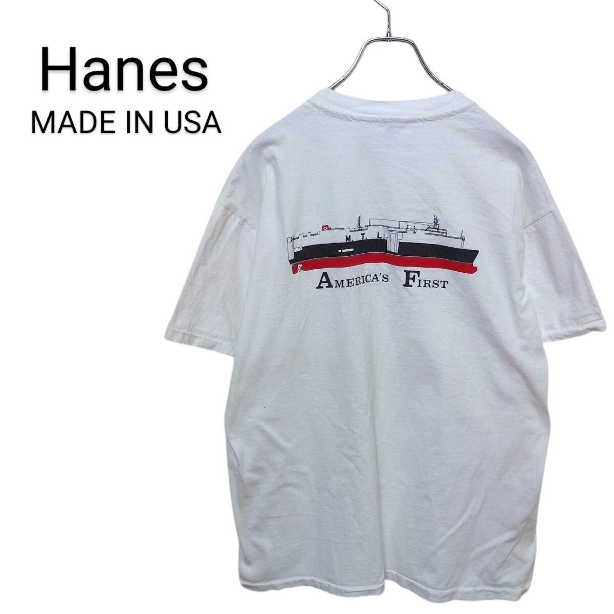 【Hanes】90s シングルステッチ 貨物船 タンカー TシャツA-3607拍卖