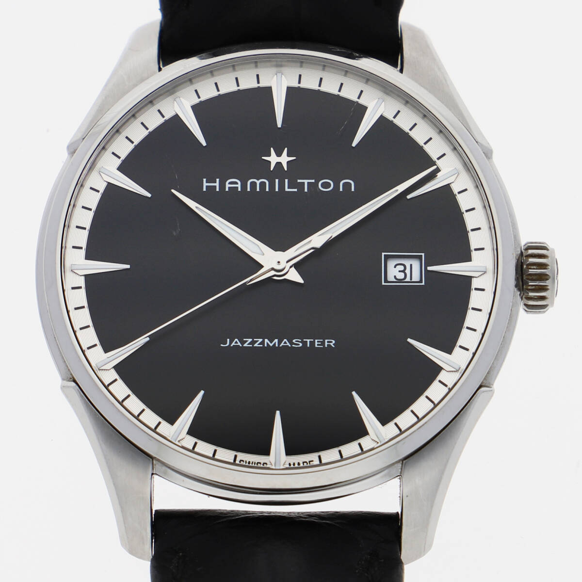 HAMILTON ハミルトン H324510 ジャズマスタ- ブラックダイヤル SS/レザー クオーツ メンズ【130089】拍卖
