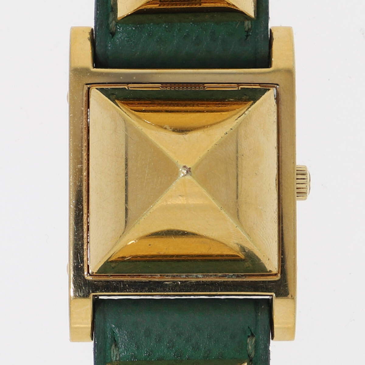 HERMES エルメス メドール ホワイトダイヤル レザー/GF クオーツ レディース【130313】拍卖