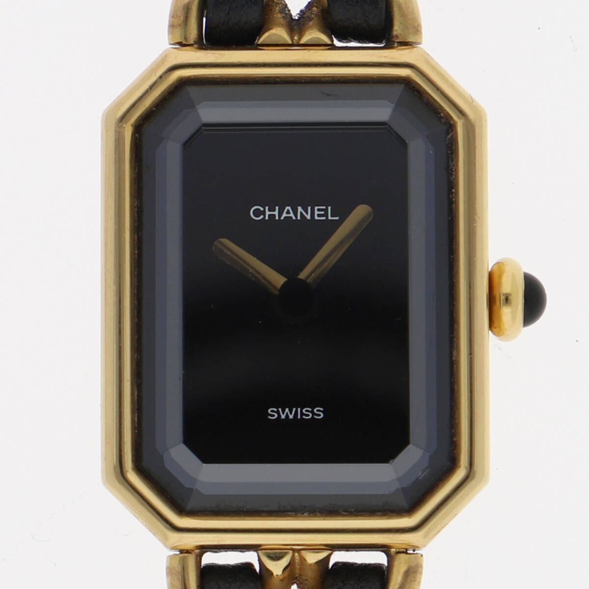 CHANEL シャネル H0001 プルミエールL ブラックダイヤル GP/レザー クオーツ レディース【128414】拍卖