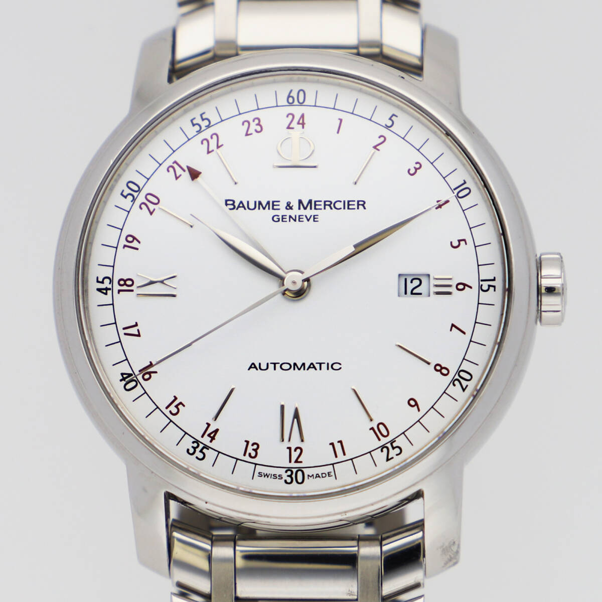 Baume & Mercier ボーム&メルシェ 65494 クラシマエグゼクティブ ホワイトダイヤル SS 自動巻き メンズ【130186】拍卖
