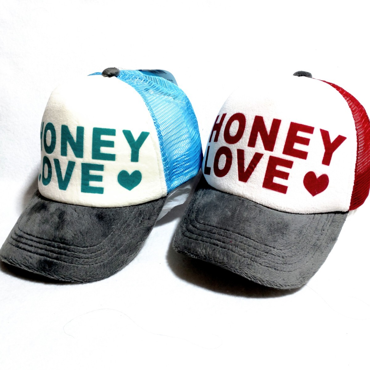 特価/未使用【2点組/サイズ=58cmフリー】ノーブランド/レディス/メッシュ/キャップ/red×SAX拍卖